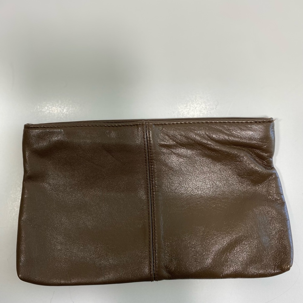 Vintage Antonia purse Bag handbag Genuine Leather Dark Brown Clutch zipper close